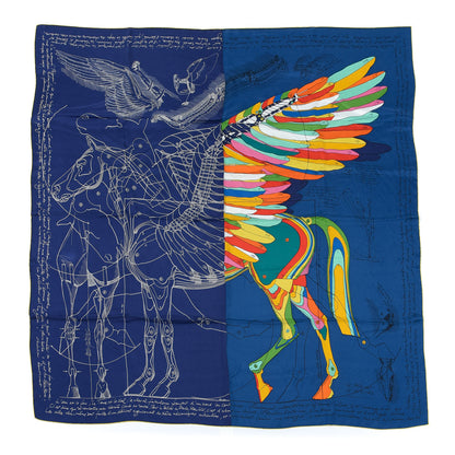 Hermes Silk Le Pegase d'Hermes Cut Wash 140 Scarf Marine Jaune Vif Multicolore 1 of 6