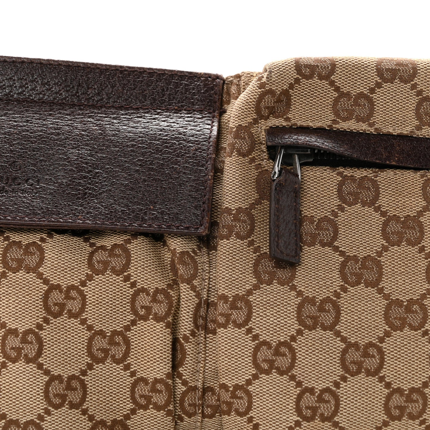 GG Monogram Double Pocket Belt Bag Dark Brown
