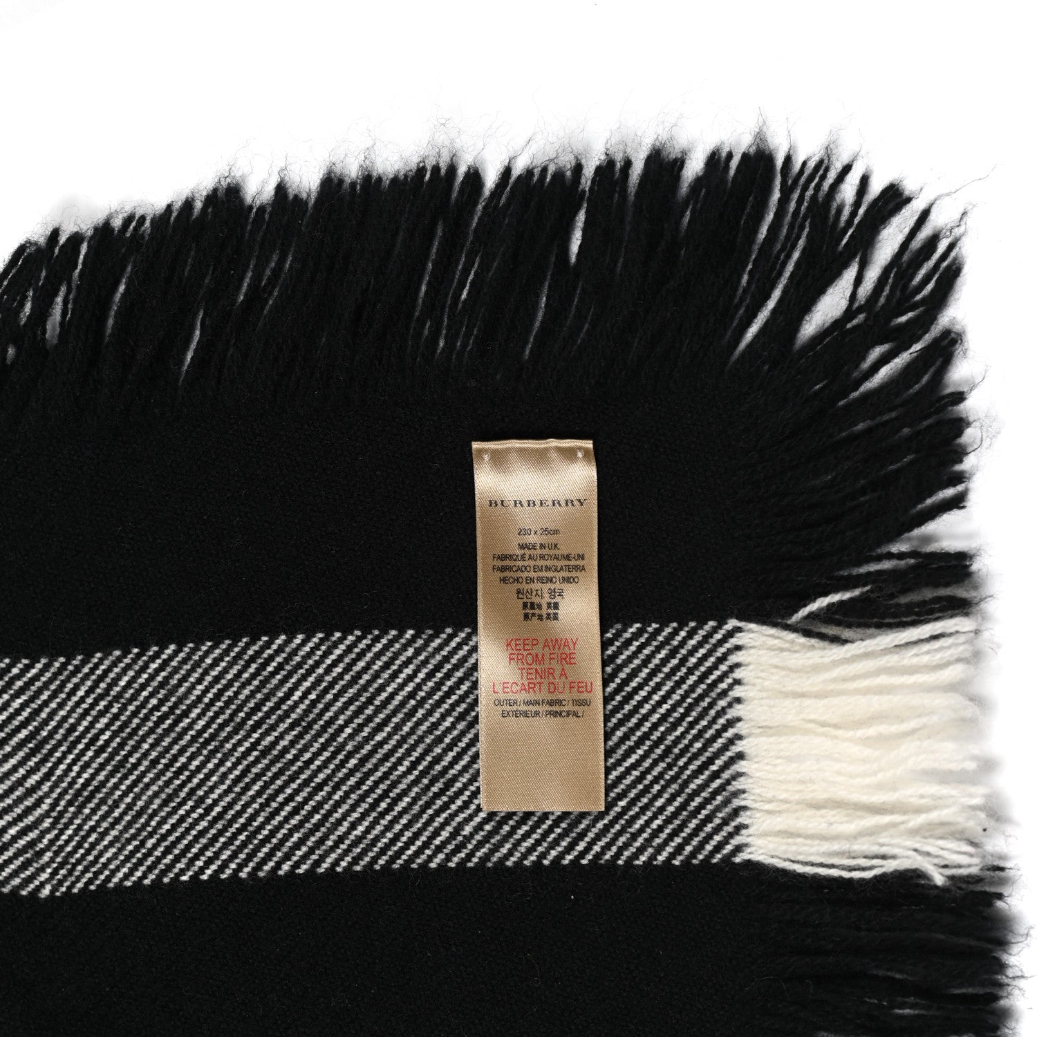Burberry Wool Half Mega Check Fringe Scarf Black 4 of 5
