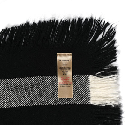 Burberry Wool Half Mega Check Fringe Scarf Black 4 of 5