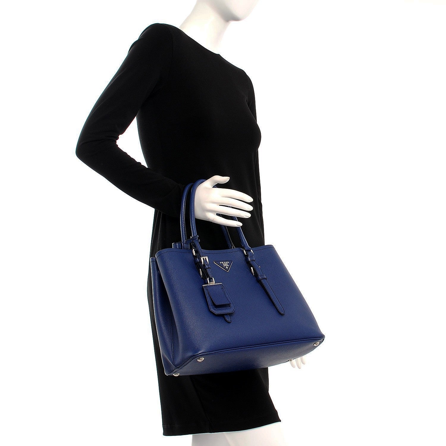 Prada Saffiano Cuir Medium Double Handle Tote Inchiostro 3 of 12