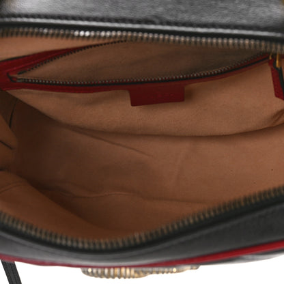 Gucci Vintage Effect Calfskin Matelasse Diagonal Small Torchon GG Marmont Bamboo Top Handle Shoulder Bag Black Romantic Cherry 5 of 9
