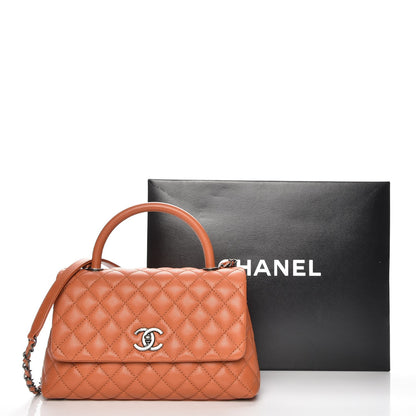 Chanel Caviar Quilted Small Coco Handle Flap Orange 9 of 9