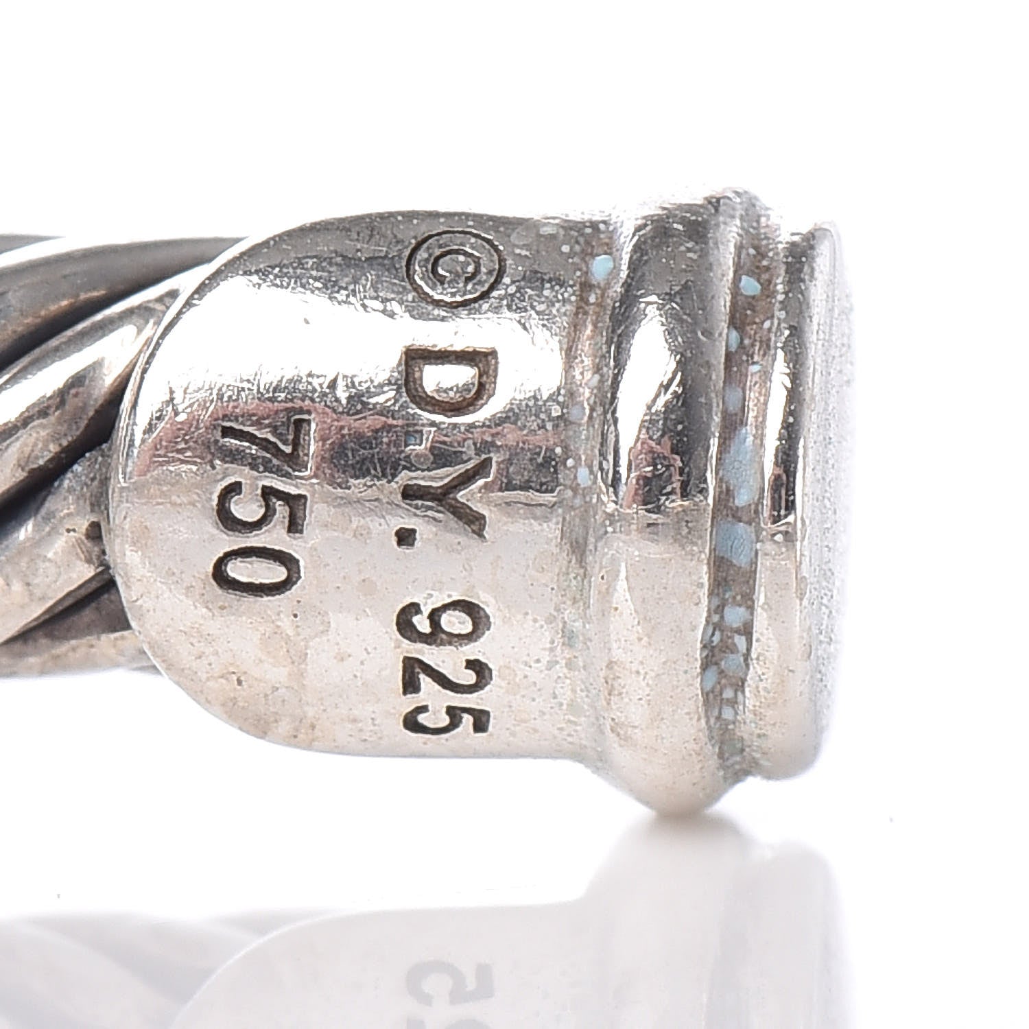 David Yurman Sterling Silver 18K Yellow Gold Diamond 4mm Noblesse Cable Bracelet 5 of 5