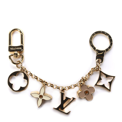 Louis Vuitton Brass Enamel Fleur De Monogram Bag Charm Chain Gold 1 of 4