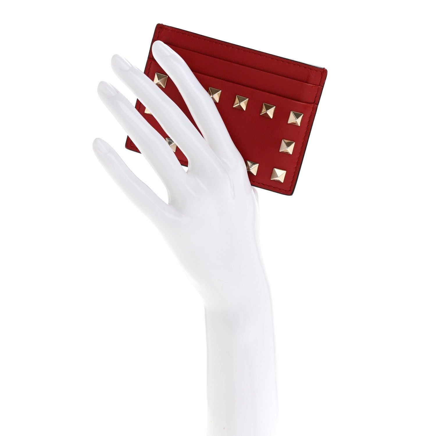 Valentino Garavani Vitello Rockstud Card Holder Rosso Valentino 2 of 13