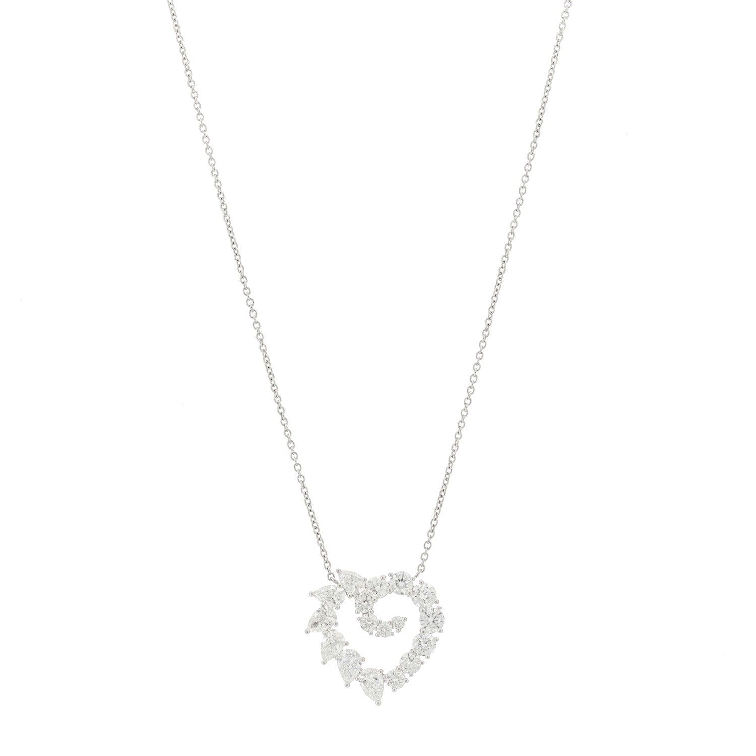 Harry Winston Platinum Diamond Garland Small Heart Pendant Necklace 1 of 6