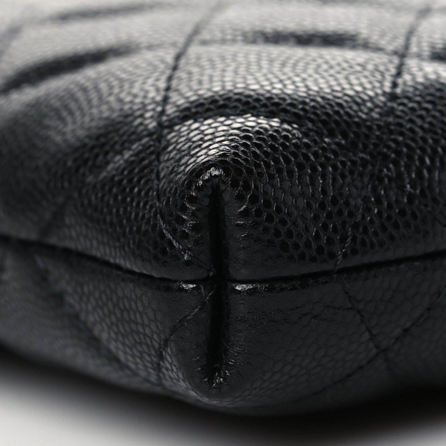 Caviar Quilted French New Wave Phone Holder With Chain Black