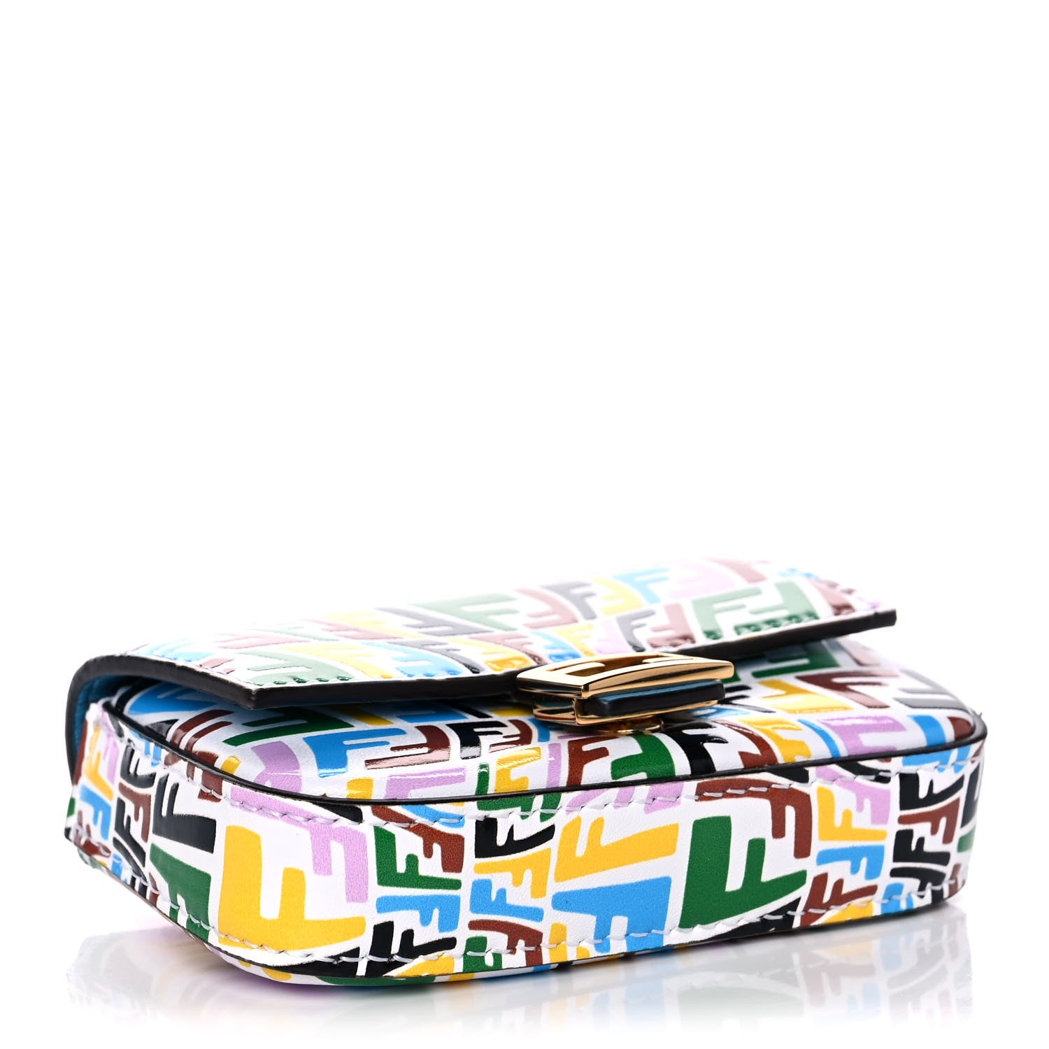 Fendi X SARAH COLEMAN Vitello Liberty Ceylon Micro FF Fish Eye Embossed Nano Baguette Charm Multicolor Cyber Blue 4 of 12