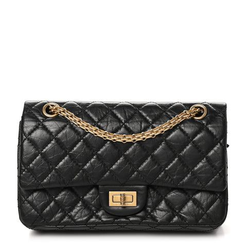 Aged Calfskin Quilted 2.55 Reissue 225 Flap Black