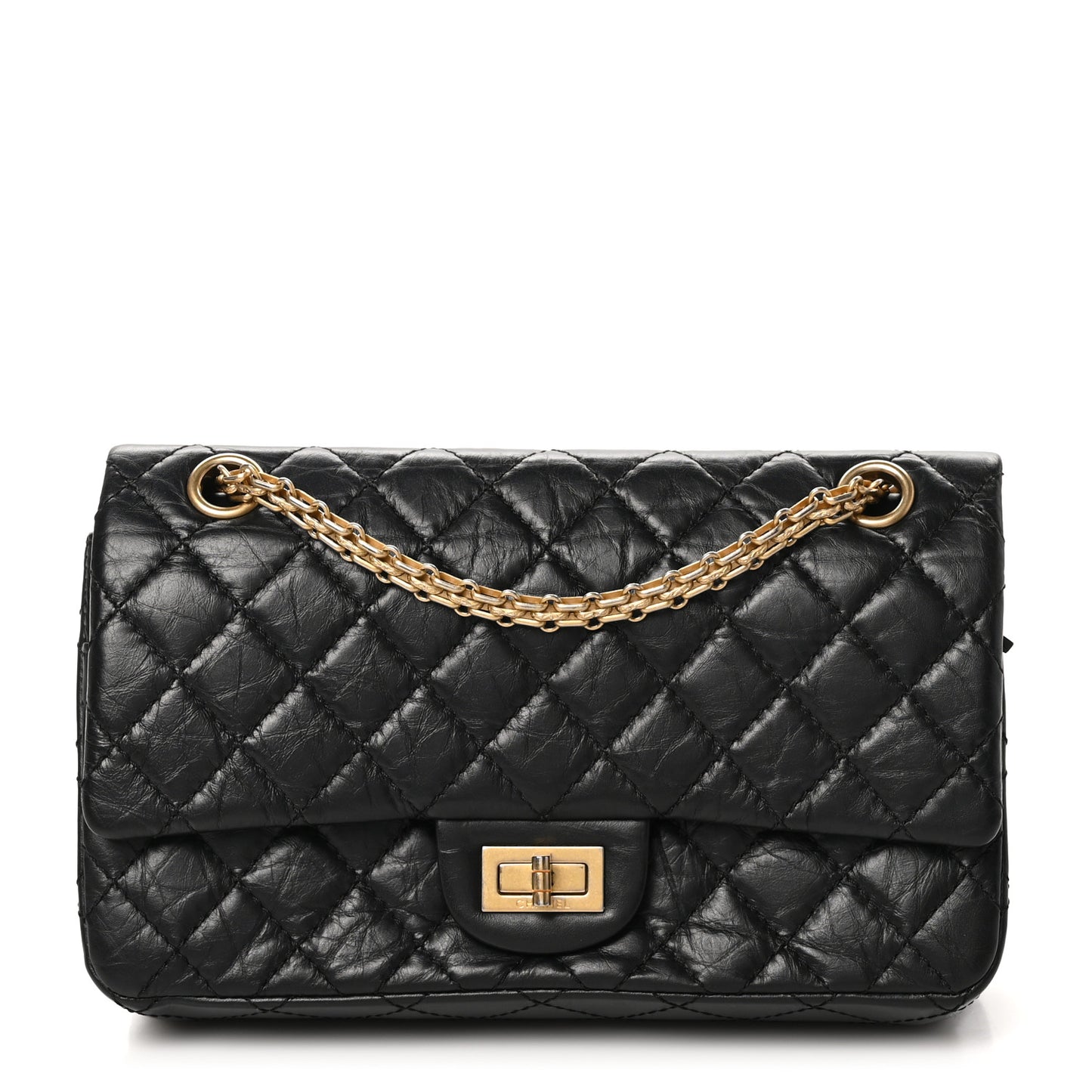Aged Calfskin Quilted 2.55 Reissue 225 Flap Black