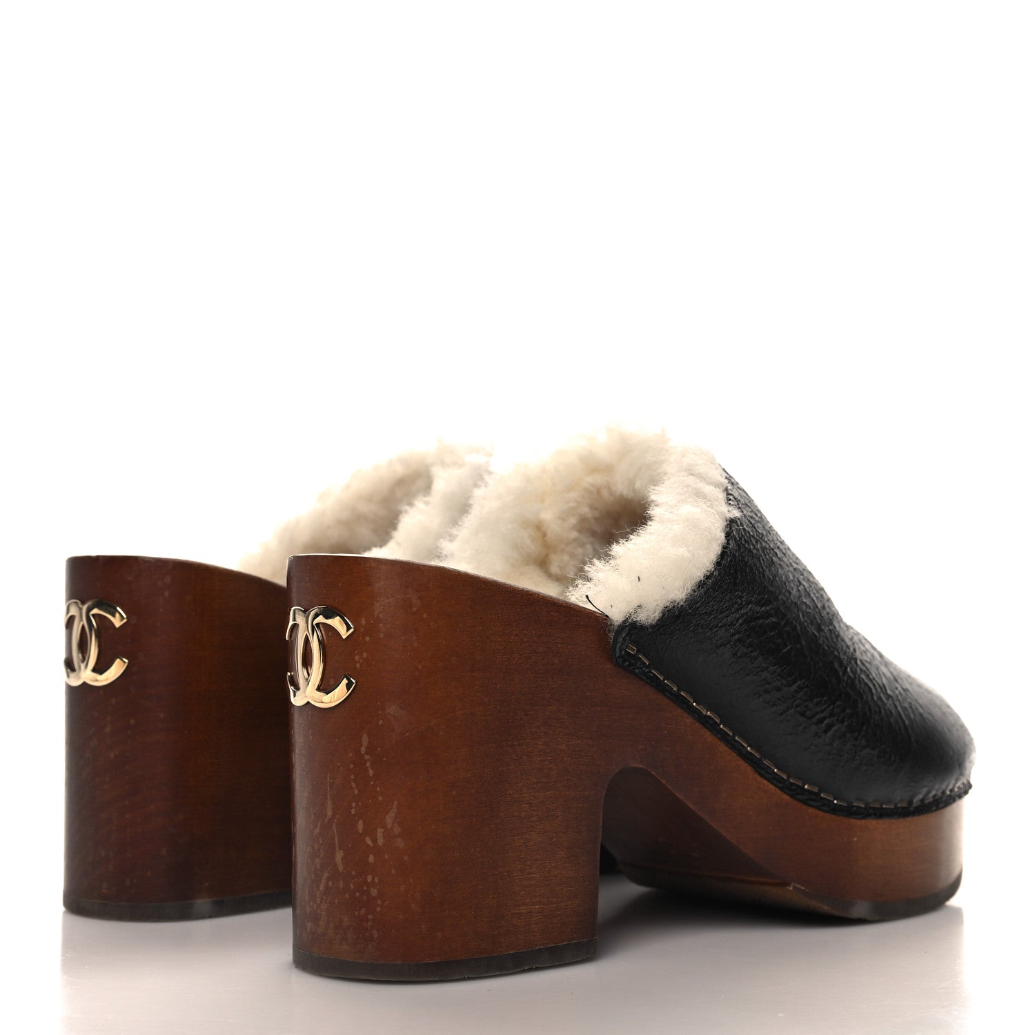 Chanel Crackled Sheepskin CC Mules 40 Black 5 of 11