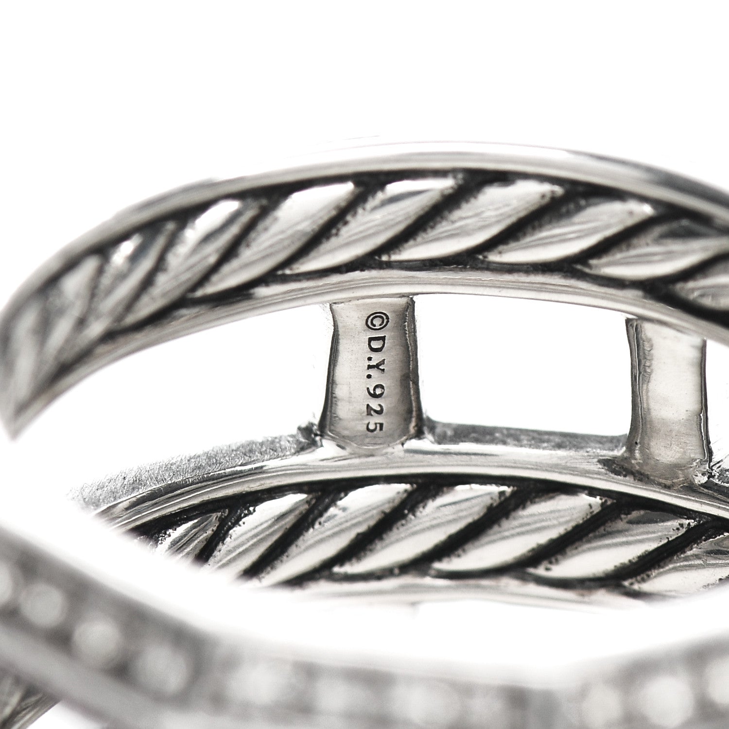 David Yurman Sterling Silver Diamond Ruby Stax Three Row Ring 51 5.75 4 of 4