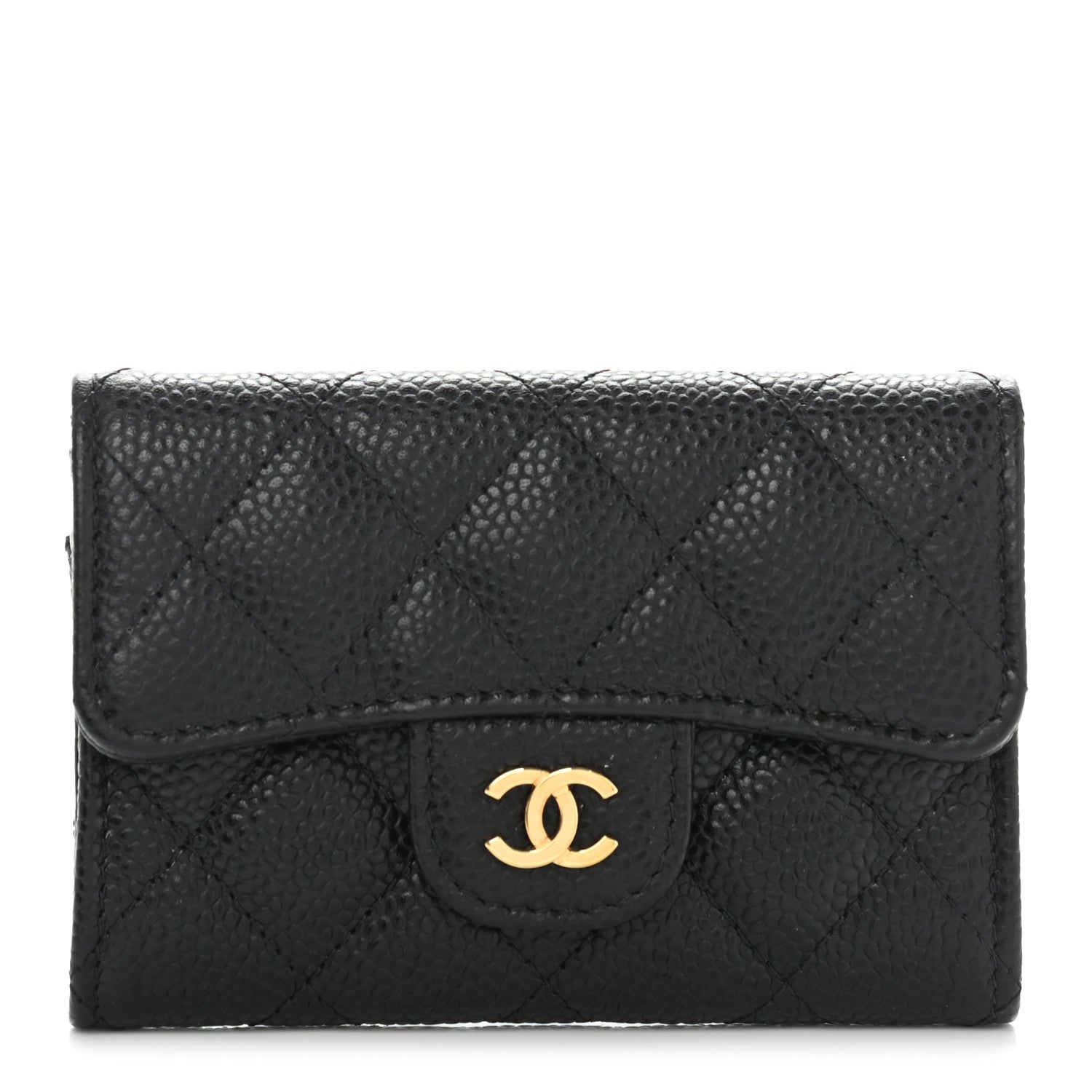 Chanel Caviar Quilted Flap Card Holder Wallet Black 1 of 7