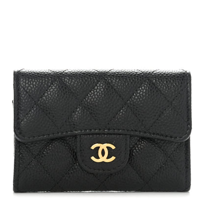 Chanel Caviar Quilted Flap Card Holder Wallet Black 1 of 7