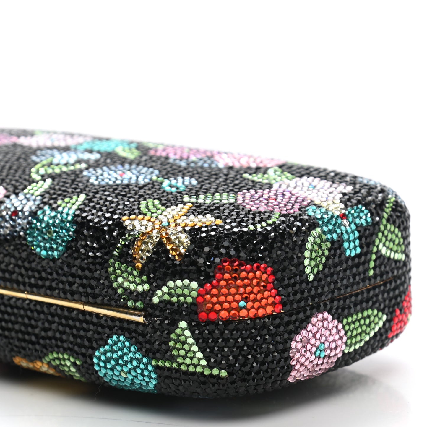 Swarovski Crystal Flower Clutch Black Gold Multicolor
