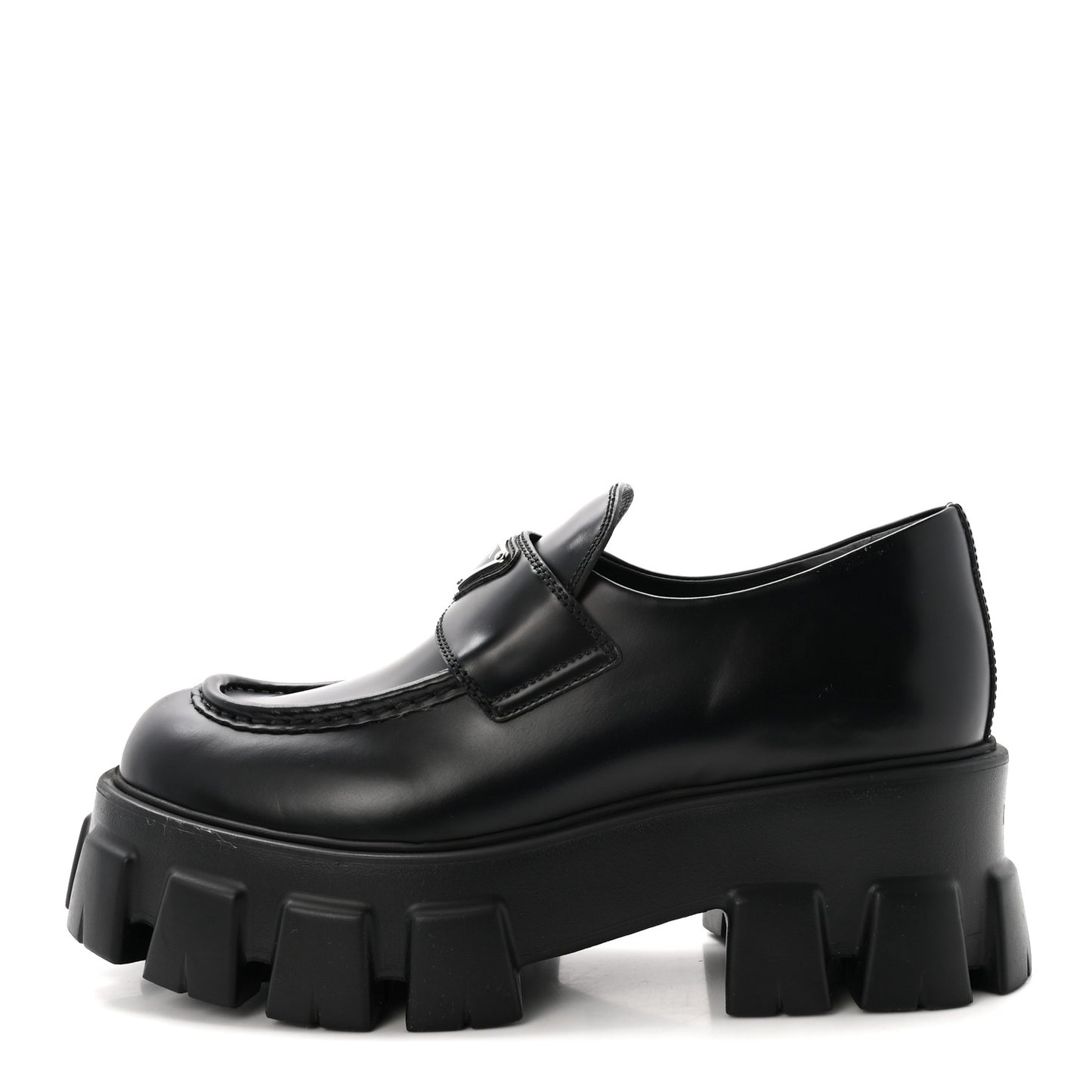 Spazzolato Rois Metal Triangle Logo Monolith 55mm Loafers 38.5 Black