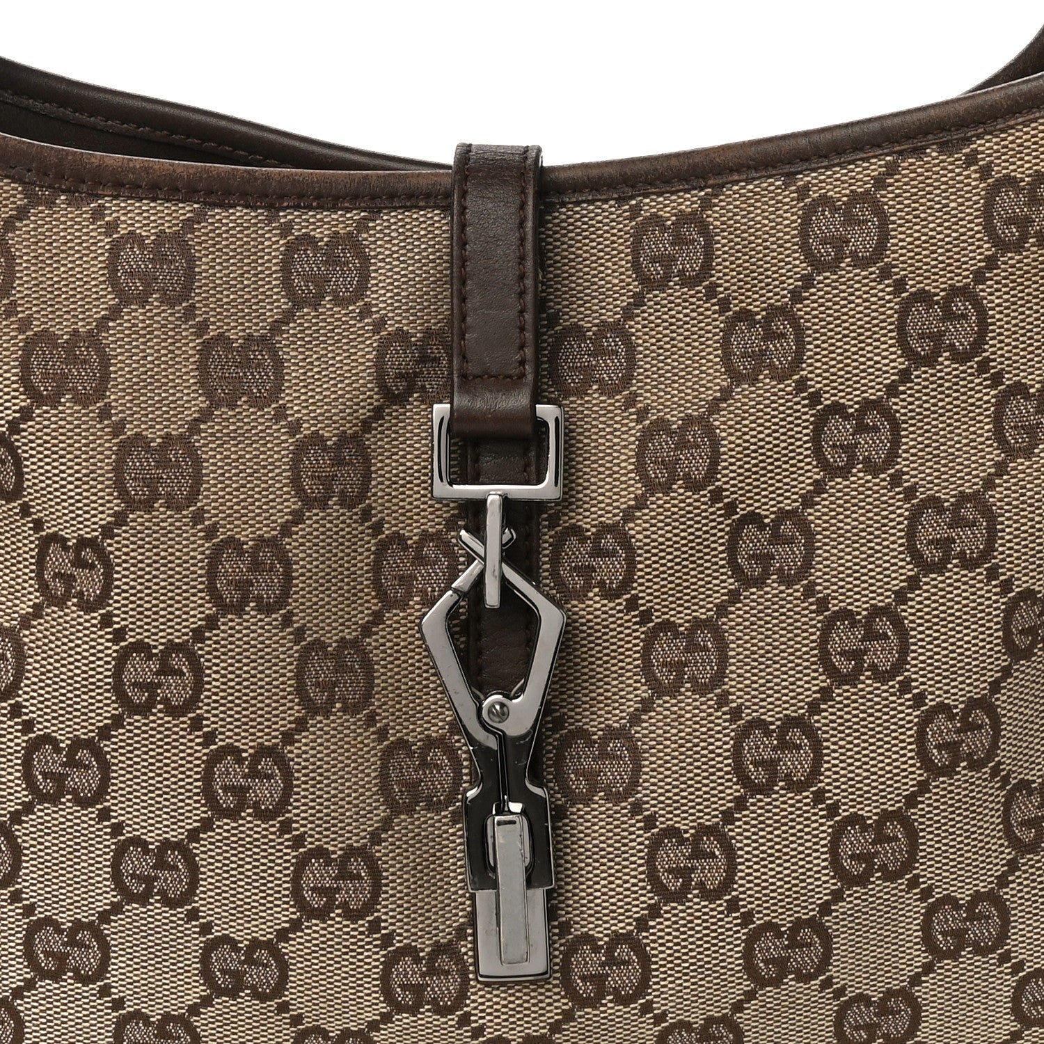 Gucci Monogram Lobster Clasp Jackie O Hobo Brown 8 of 19