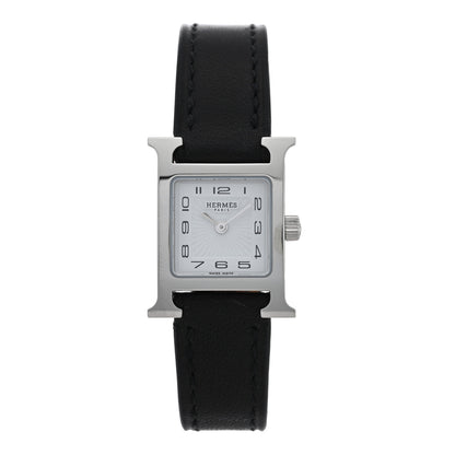 Hermes Stainless Steel Swift 17.2mm Heure H Hour Watch Noir 1 of 5