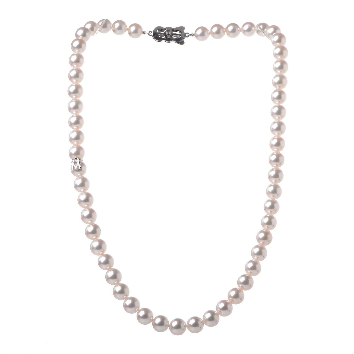 18K White Gold Akoya Pearl 7.5-8mm Strand Necklace