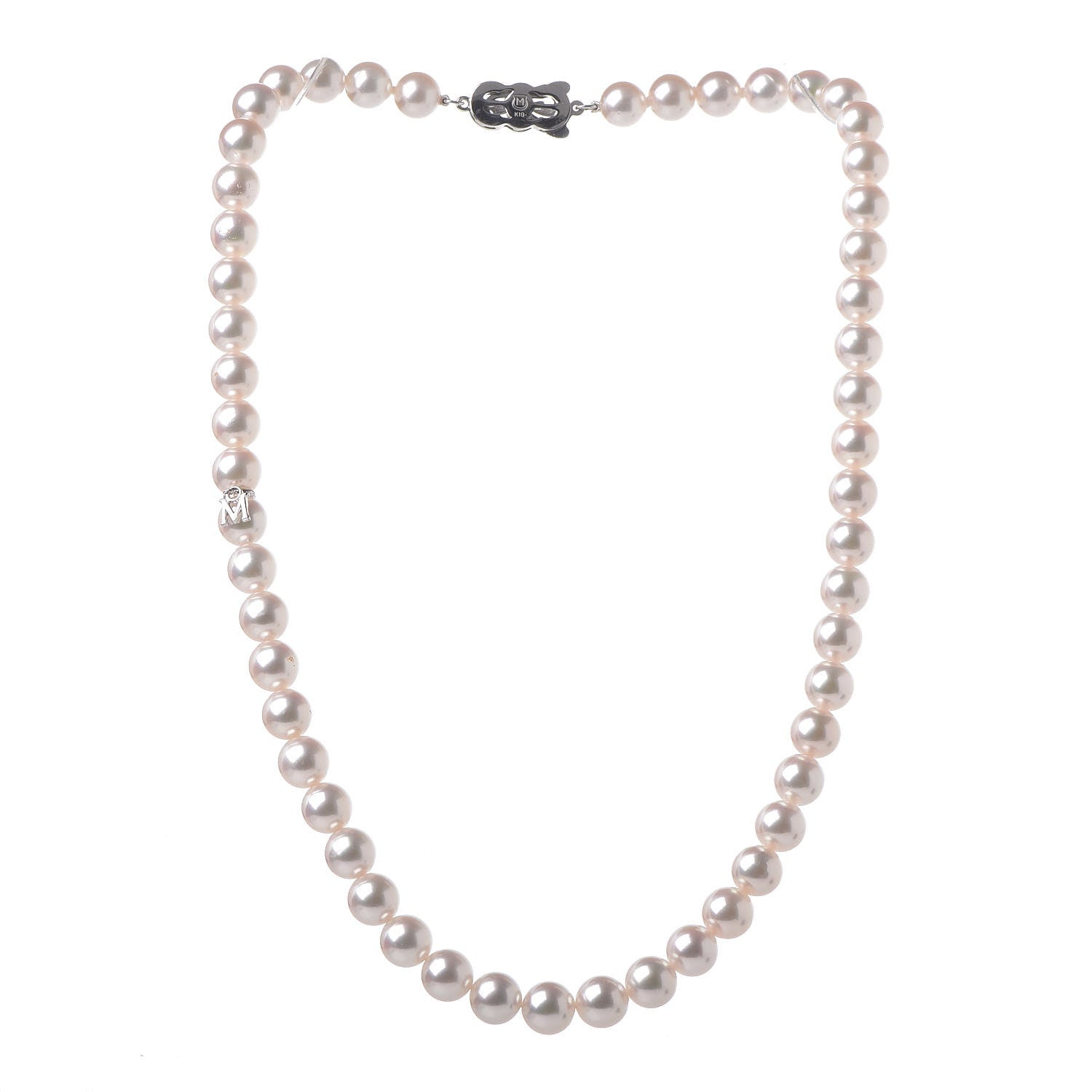 Mikimoto 18K White Gold Akoya Pearl 7.5-8mm Strand Necklace 3 of 5
