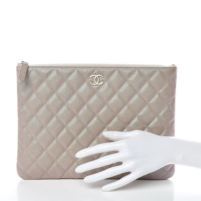 Chanel Iridescent Caviar Quilted Medium Cosmetic Case Beige 2 of 8