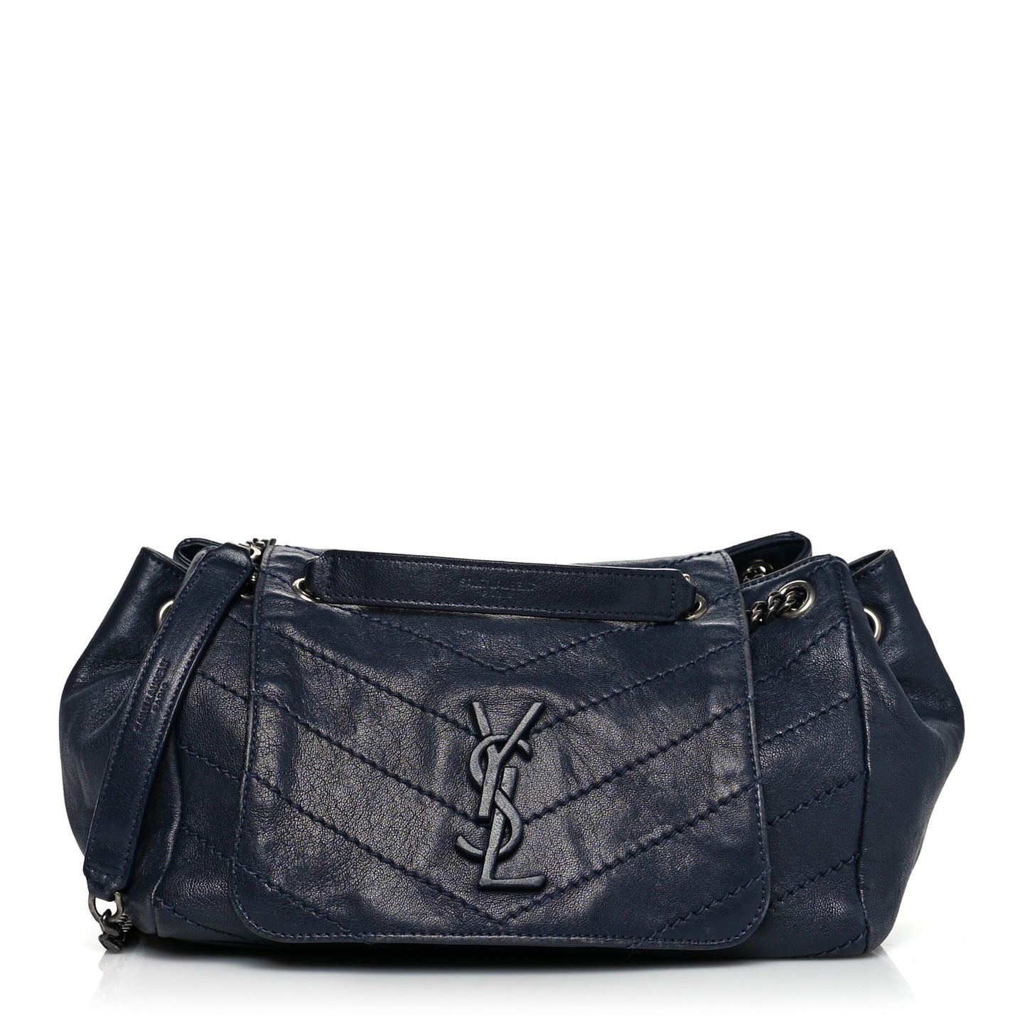 Vintage Lambskin Chevron Monogram Small Nolita Blue