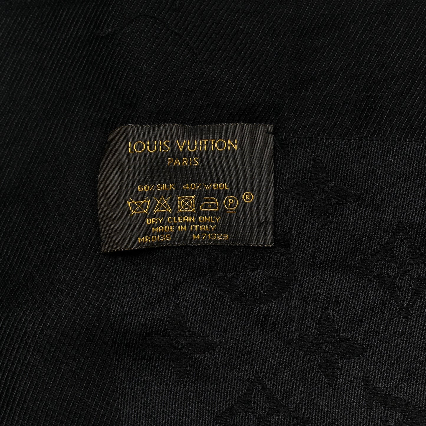 Silk Wool Monogram Shawl Black