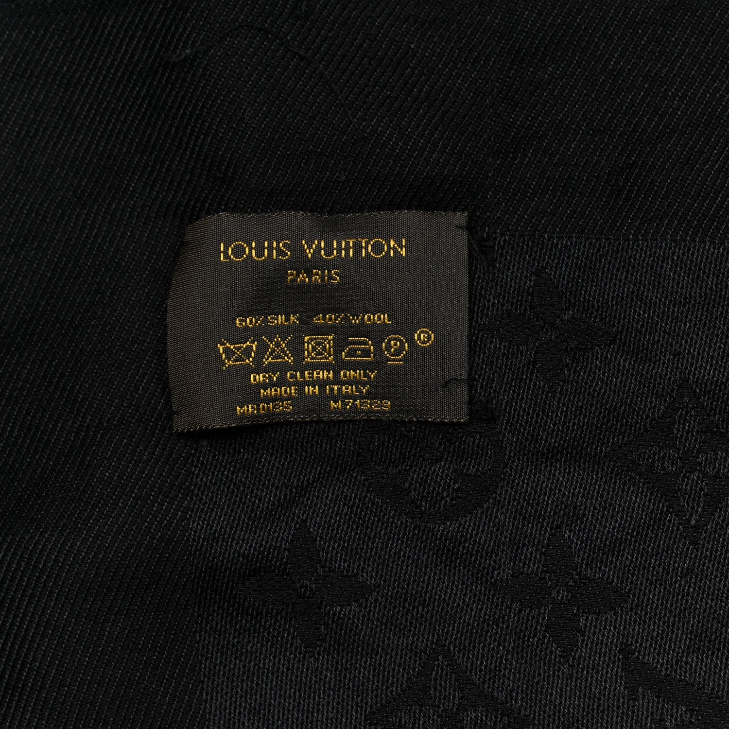 Louis Vuitton Silk Wool Monogram Shawl Black 2 of 4