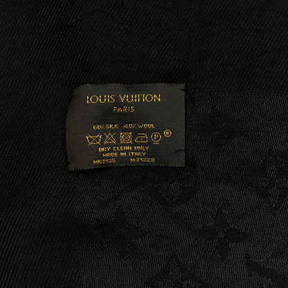 Louis Vuitton Silk Wool Monogram Shawl Black 2 of 4
