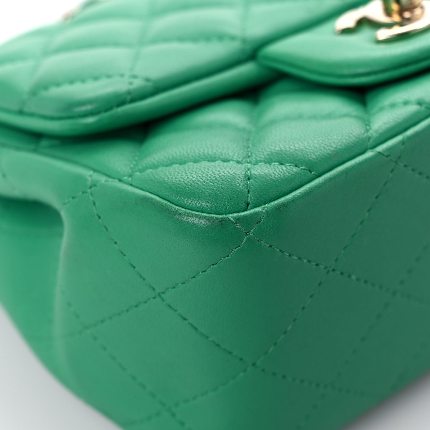 Lambskin Quilted Mini Square Flap Green