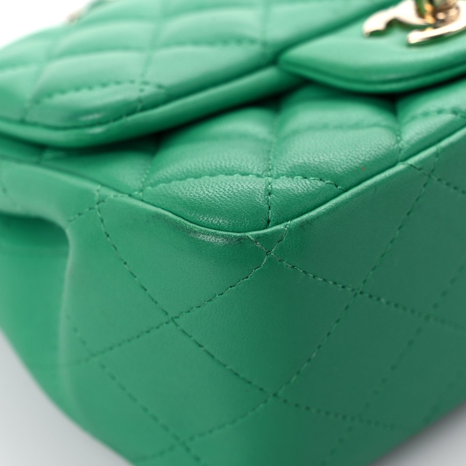 Chanel Lambskin Quilted Mini Square Flap Green 8 of 18