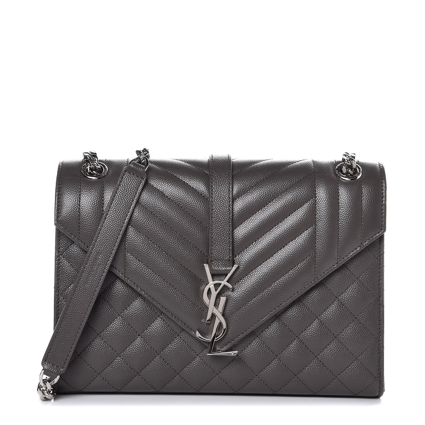 Grain De Poudre Textured Mixed Matelasse Medium Triquilt Monogram Satchel Earth