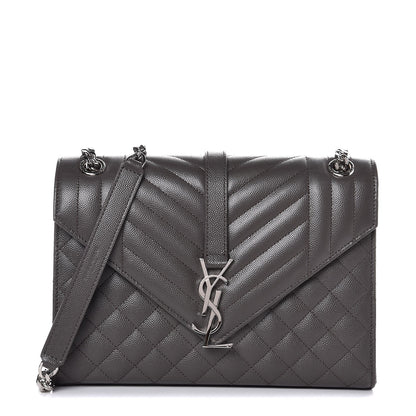 Saint Laurent Grain De Poudre Textured Mixed Matelasse Medium Triquilt Monogram Satchel Earth 1 of 6