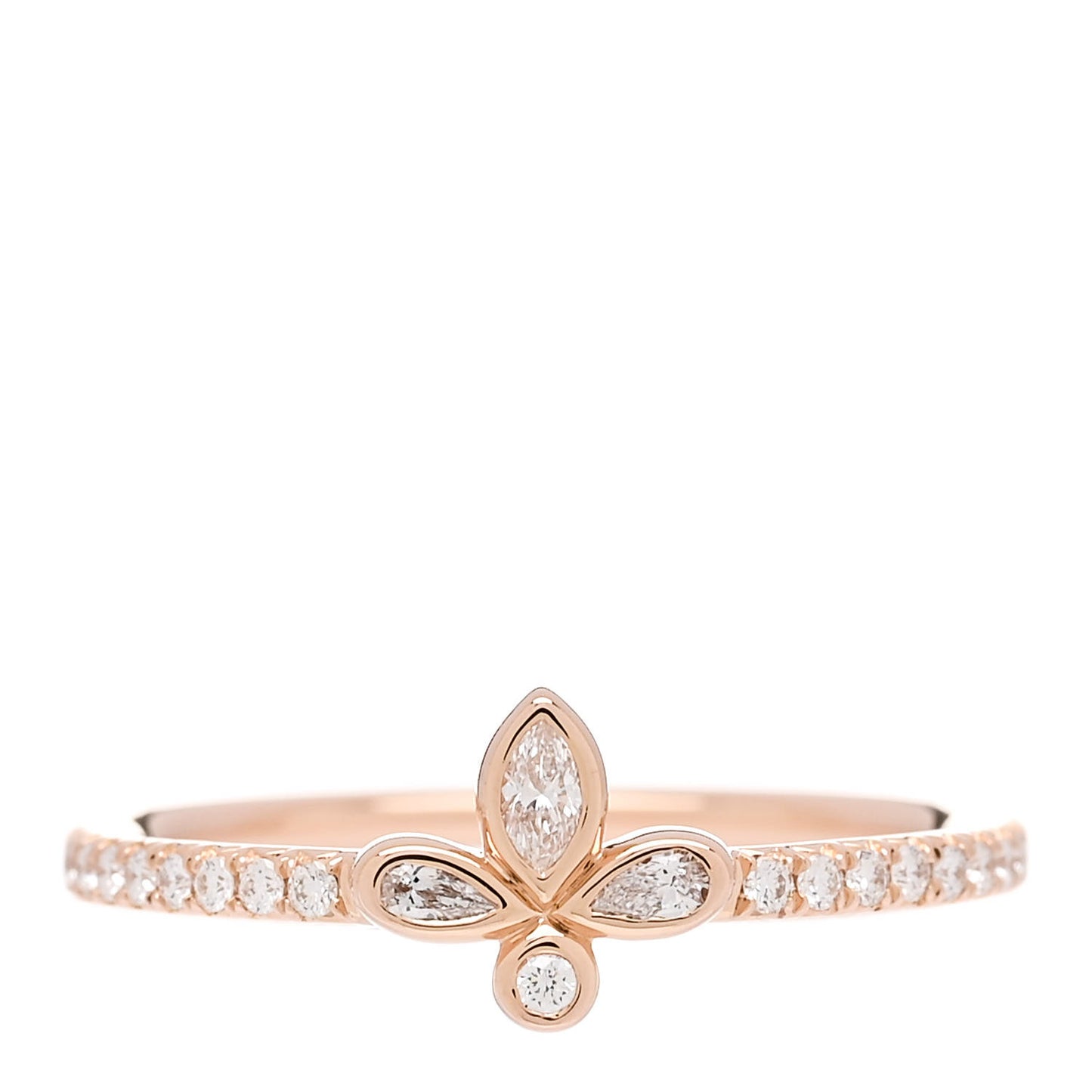 18K Rose Gold Diamond Fleur de Lis Ring 50 5.5