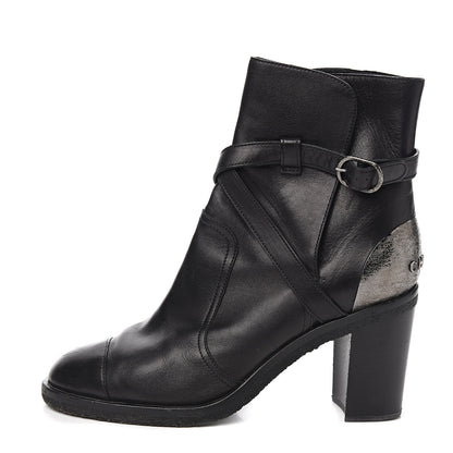 Chanel Lambskin CC Buckle Short Boots 39.5 Black 1 of 9