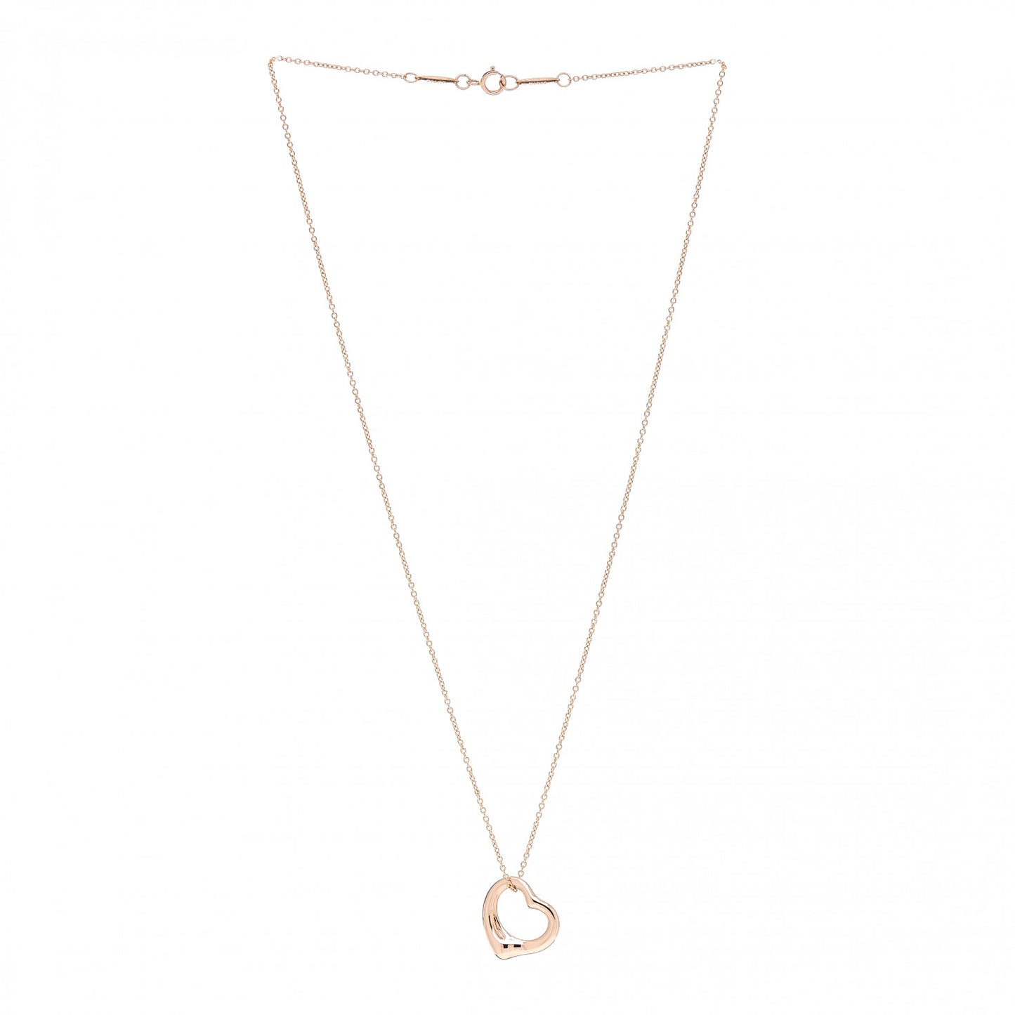 18K Rose Gold 16mm Elsa Peretti Open Heart Pendant Necklace