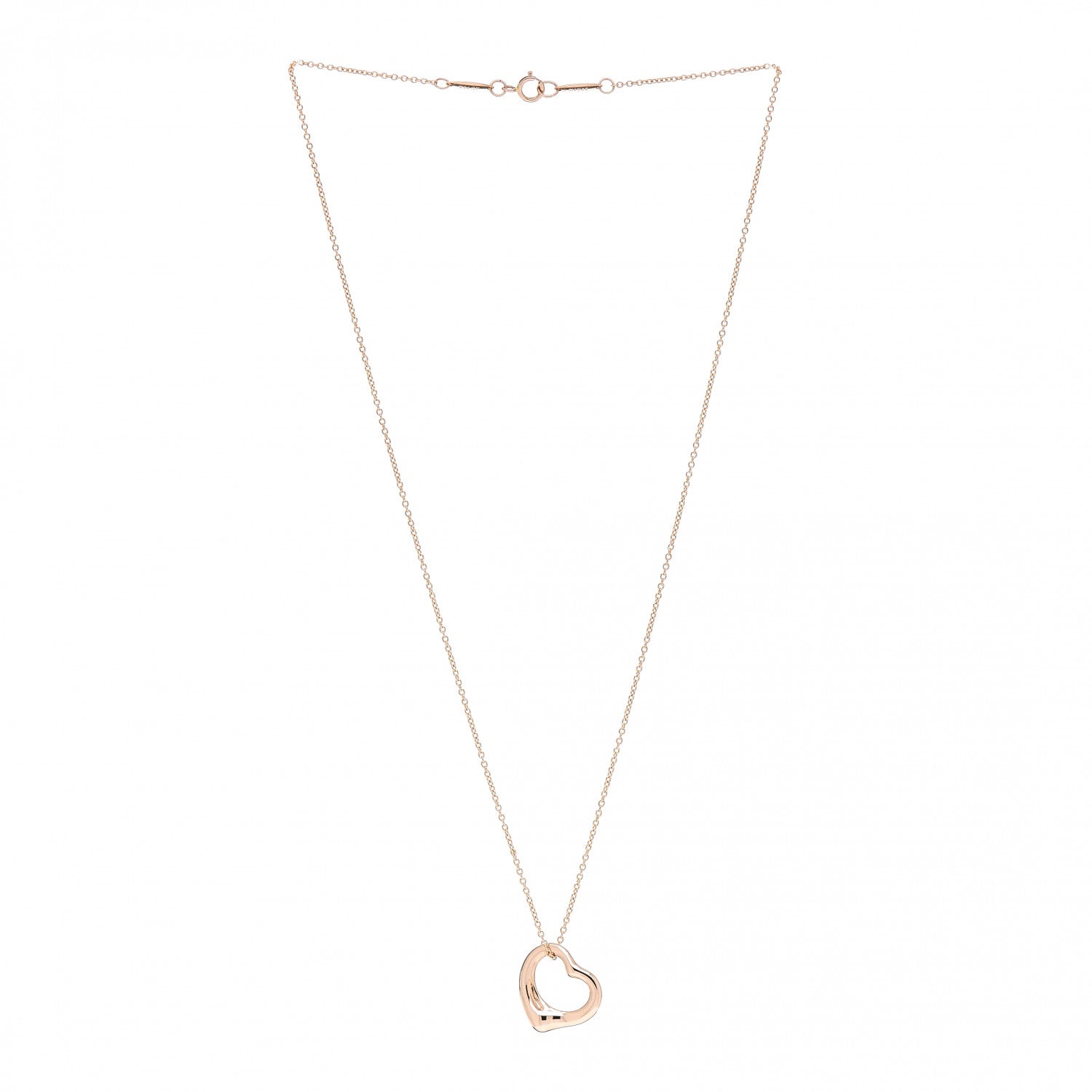 Tiffany 18K Rose Gold 16mm Elsa Peretti Open Heart Pendant Necklace 3 of 4