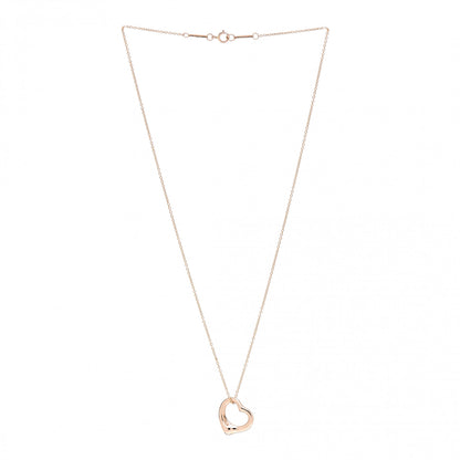 Tiffany 18K Rose Gold 16mm Elsa Peretti Open Heart Pendant Necklace 3 of 4