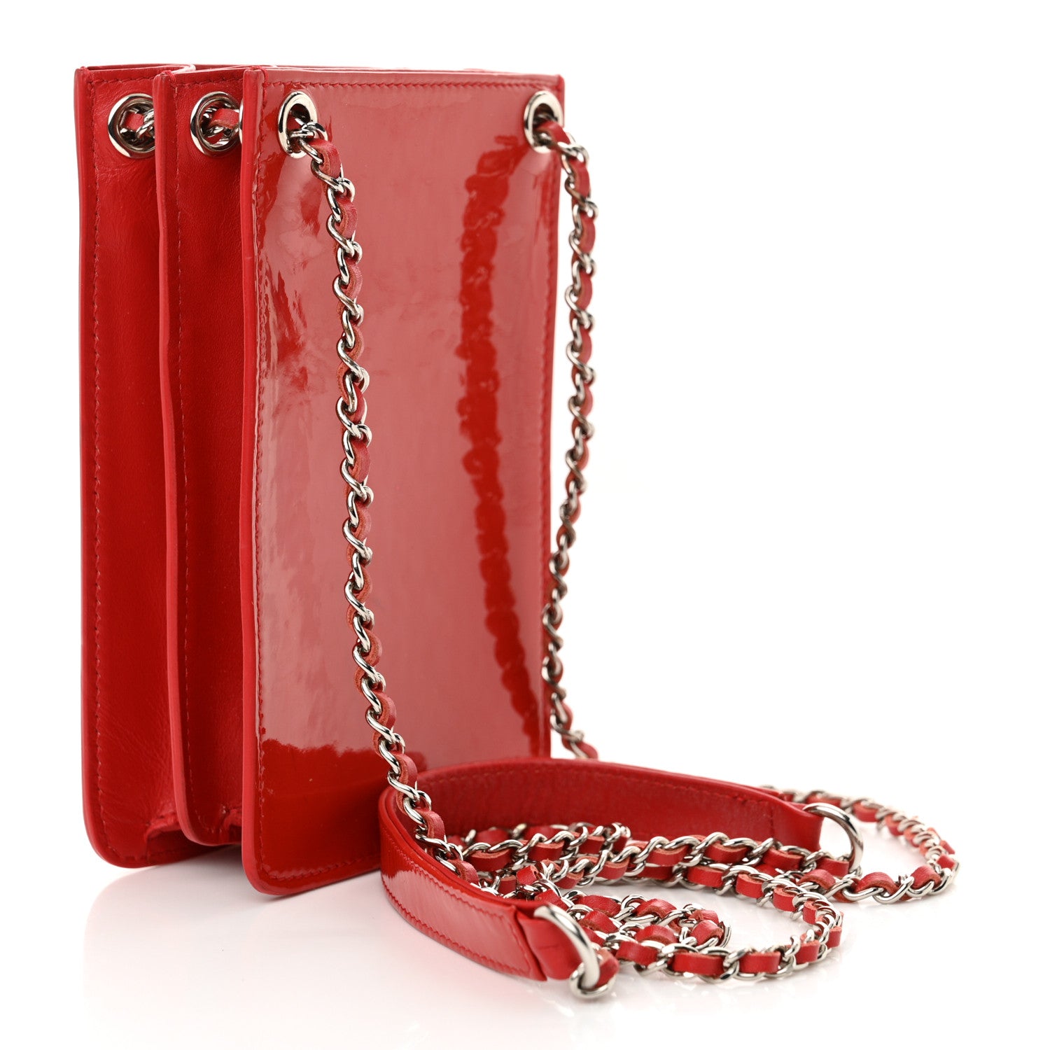 Chanel Patent Crossbody CC Phone Holder Red 3 of 12