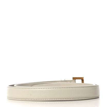 Saint Laurent Smooth Calfskin Monogram Square Buckle Belt 80 32 White 4 of 12