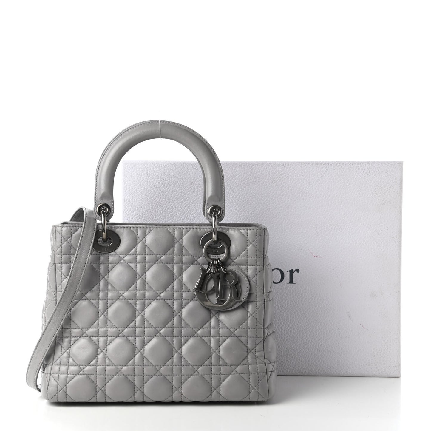 Lambskin Cannage Medium Lady Dior Grey