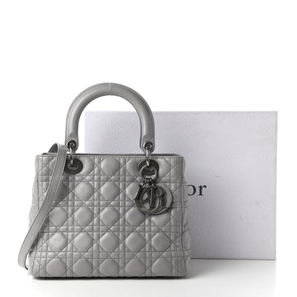 Christian Dior Lambskin Cannage Medium Lady Dior Grey 11 of 11