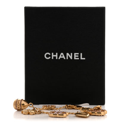 Chanel Metal Crystal Lucky Charms Bracelet Gold Pink 7 of 7