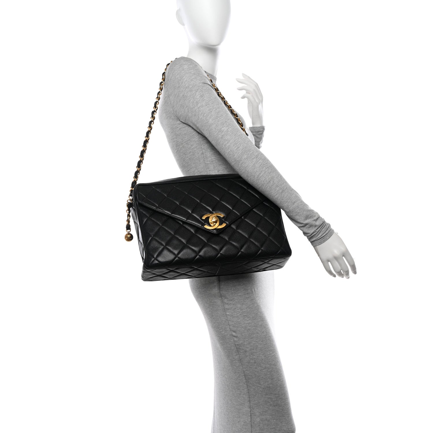 Chanel Caviar Envelope Large Camera Case Black 2 of 15