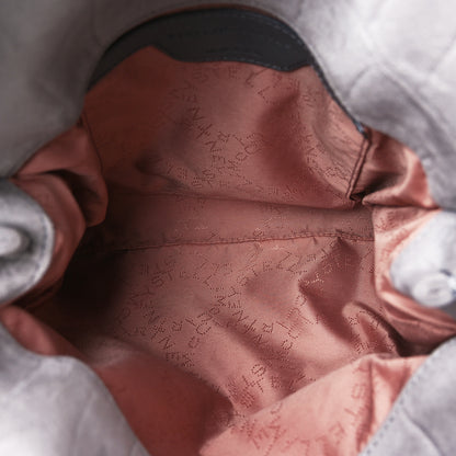 Stella McCartney Shaggy Deer Embossed Crocodile Effect Mini Falabella Fold Over Tote Light Grey 5 of 10