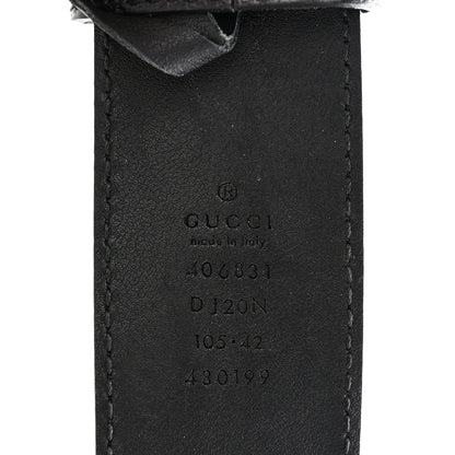 Gucci Textured Dollar Calfskin Nickel Double G 40mm Belt 105 42 Black 3 of 8