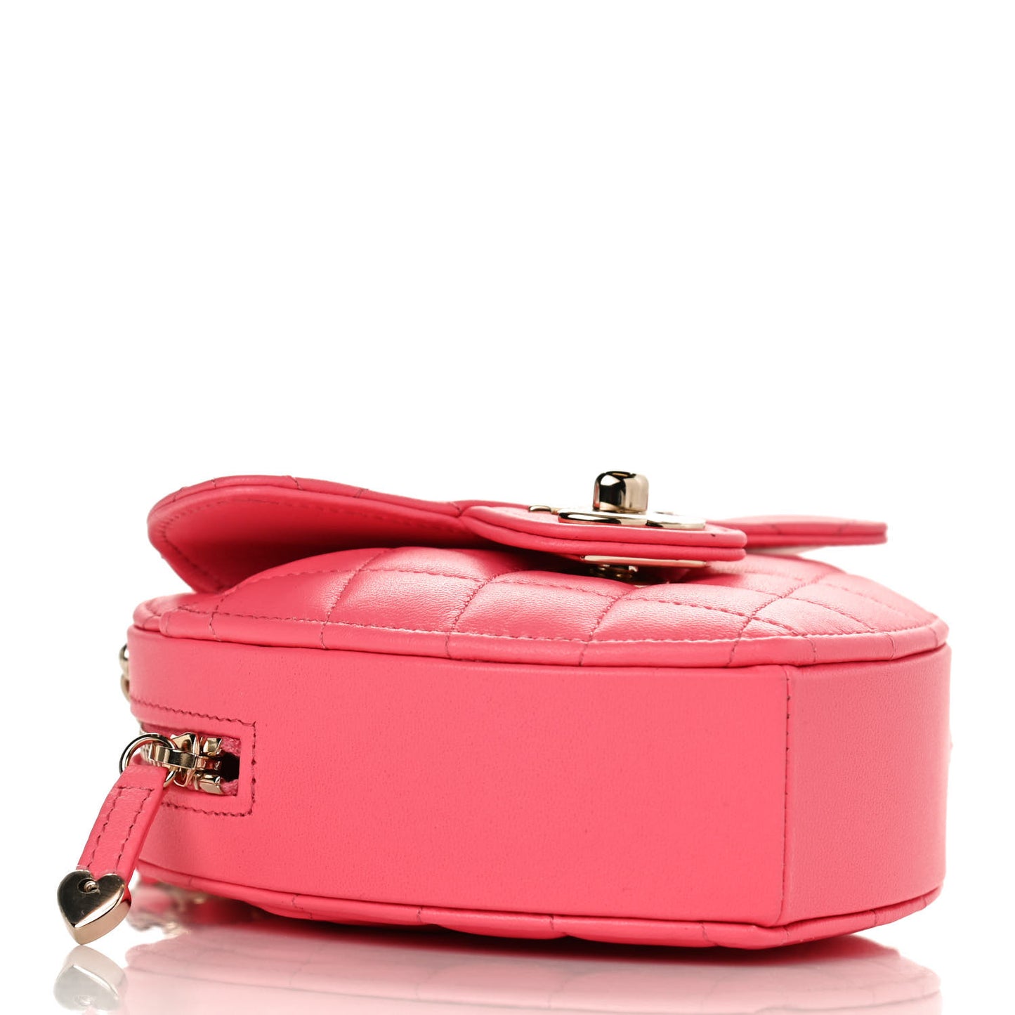 Lambskin Quilted CC In Love Heart Clutch With Chain Pink