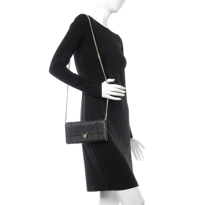 Christian Dior Grained Calfskin Diorama Croisiere Chain Wallet Black 2 of 7