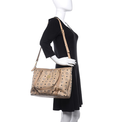 MCM Visetos Medium Essentials Shopper Tote Beige 2 of 8